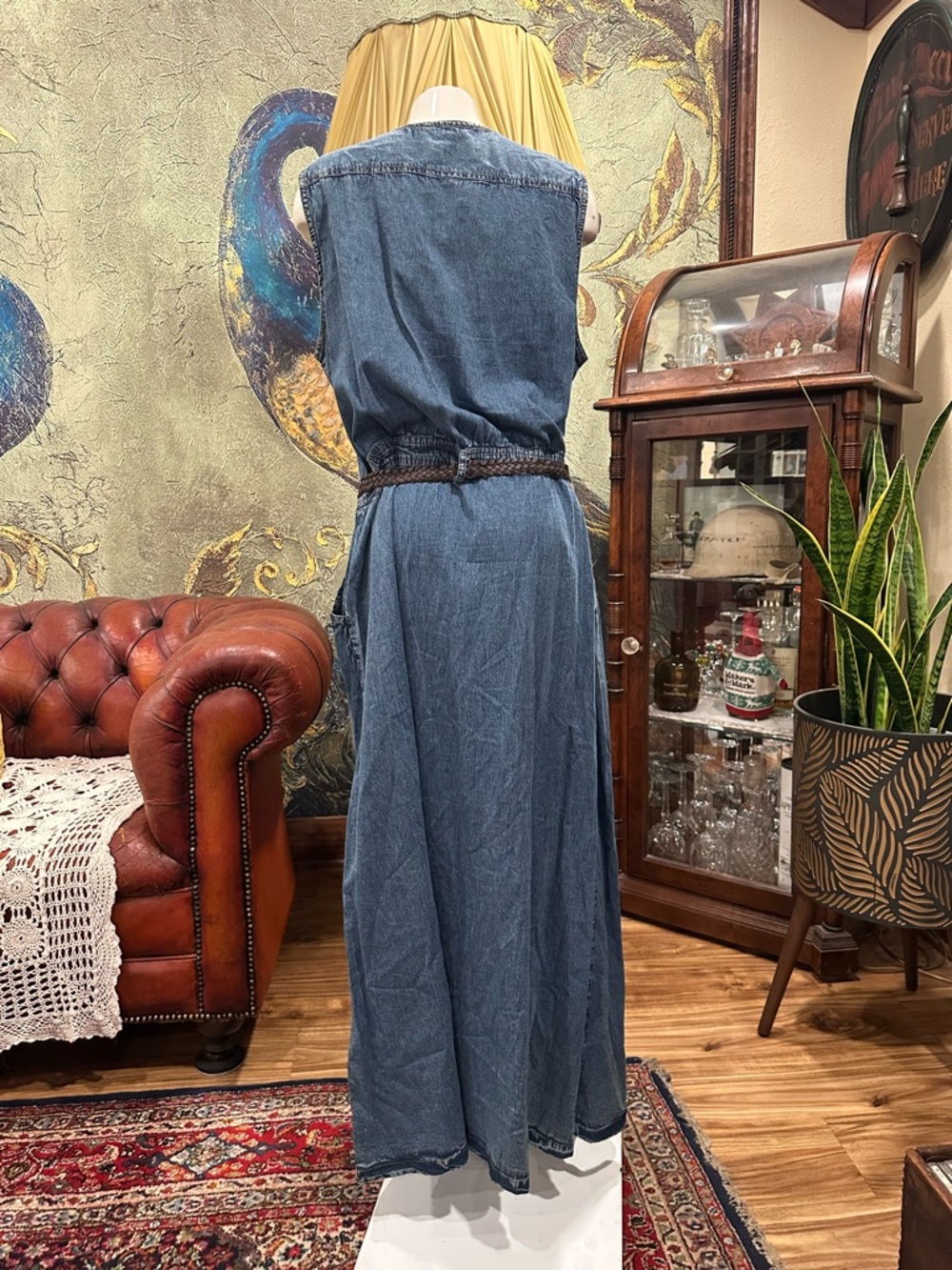 Ashley Stewart Denim Maxi Dress Size 16 NWT Bohemian Western Coastal Cowgirl - Picture 5 of 10